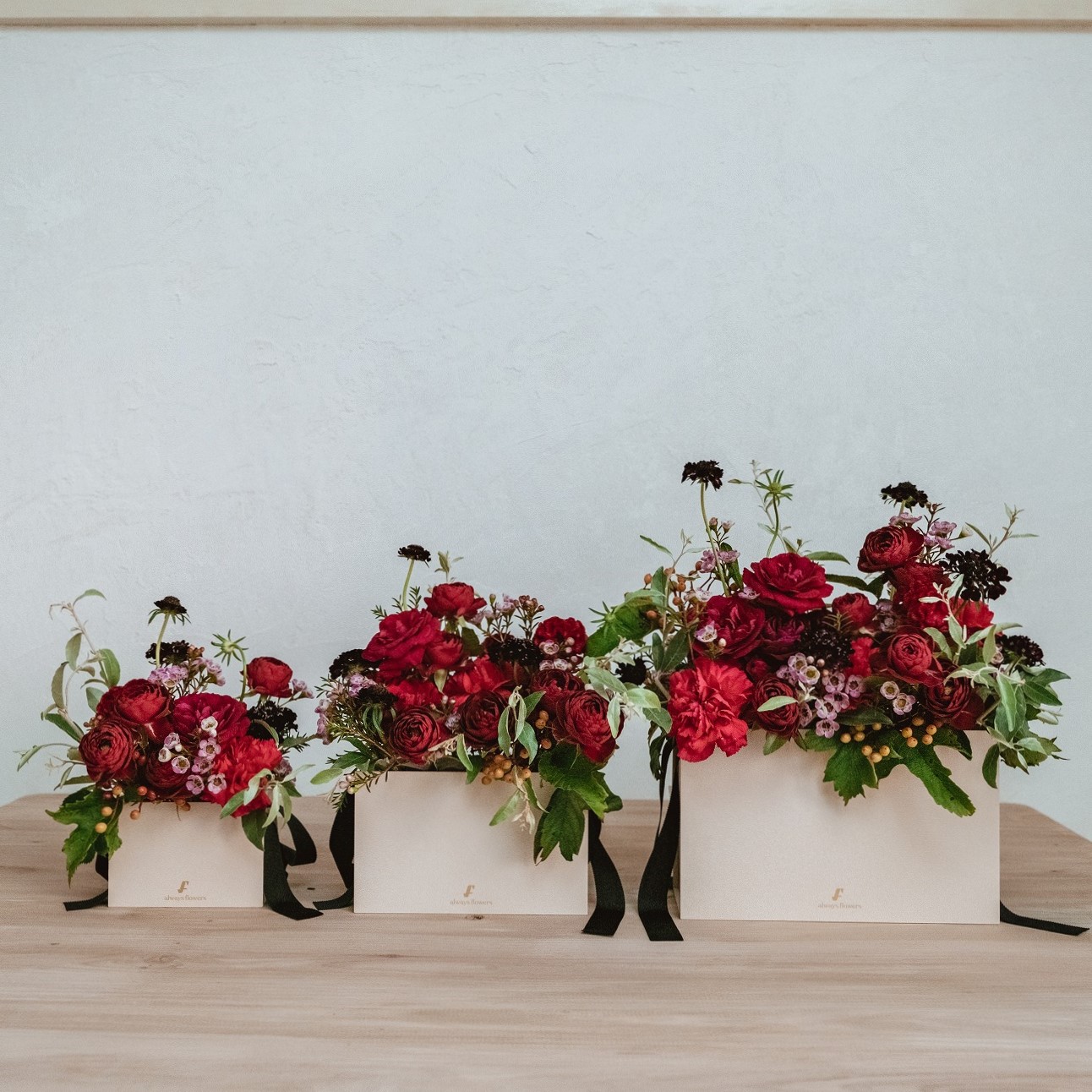 Flower BAG Red／フラワーバッグアレンジ　レッド／S の画像